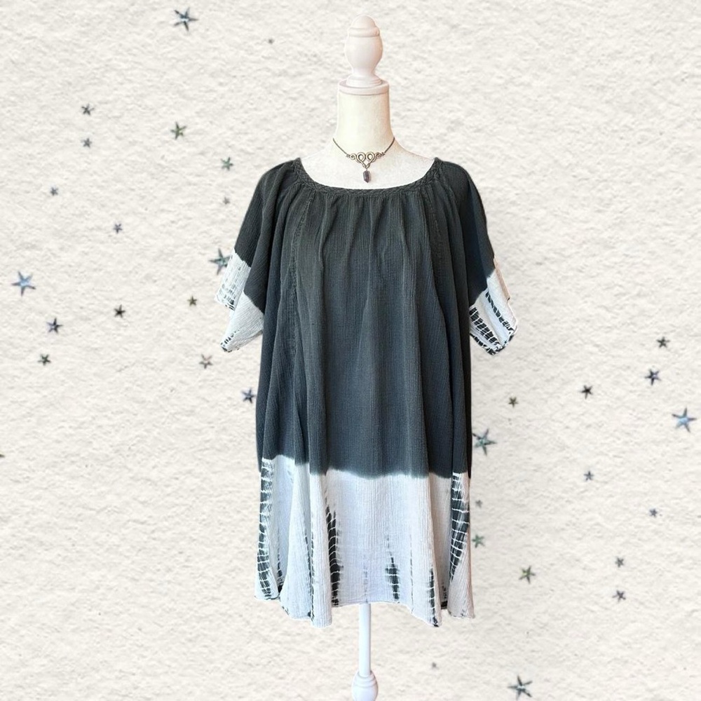 Ellos boho tie dye flowy gauze tunic 1X